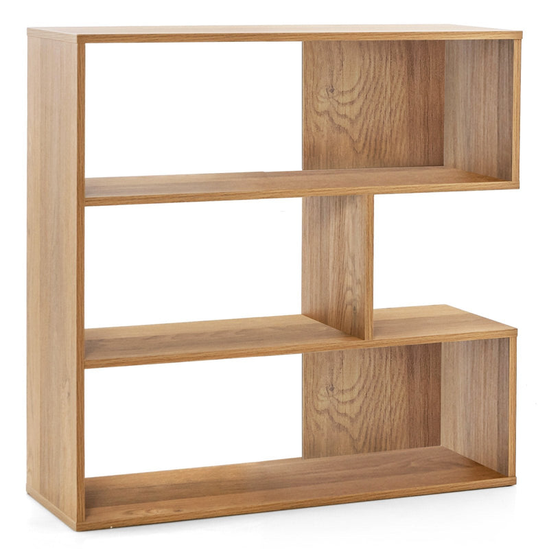 3-tier Bookshelf Irregular Open Back Bookcase with 3 Cubes-