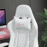 Ergonomic Racing Style Gaming Chair - Swivel Wheels, Adjustable Footrest, PU Leather Reclining Seat - Comfortable Home Office Gamers' Essential in White