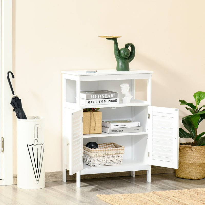 Freestanding Wooden Bathroom Cabinet - Spacious Storage Organizer with Double Shutter Doors, Cupboard Design - Elegant Home Furniture for Bathroom Essentials and Linens