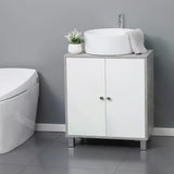 Under Sink Bathroom Cabinet - Vanity Unit with Pedestal Design and Adjustable Storage Shelves - Space-Saving Organizer for Bathroom Essentials in White and Grey
