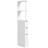 Slimline Bathroom Organizer with Drawers - Tall Cupboard with Double-Shelf Storage, Sleek White Finish - Space-Saving Solution for Small Bathrooms & Tight Spaces