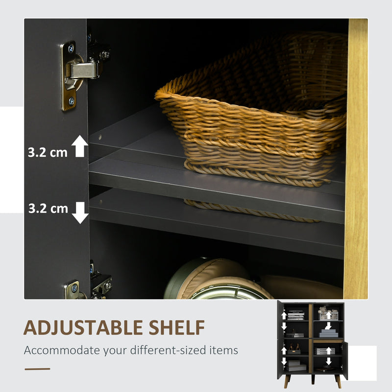 Elegant Tempered Glass Storage Cabinet - Sideboard with Adjustable Shelves and Solid Wood Legs - Ideal for Dining Room Organization and Display