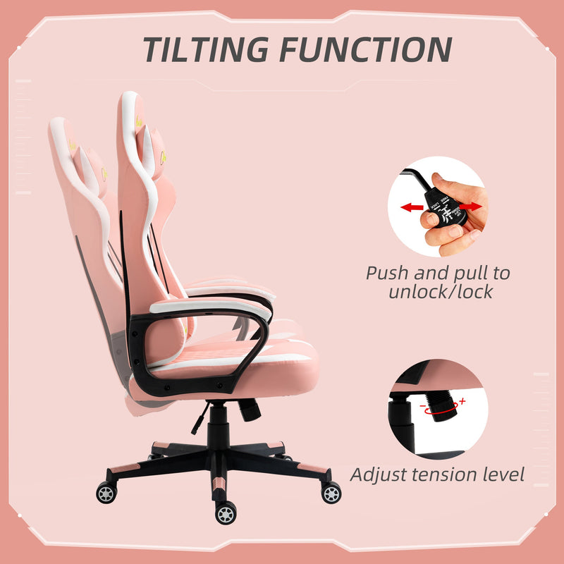 Ergonomic Racing-Style Gaming Chair - Lumbar Support, Headrest, Swivel Wheels, PVC Leather - Comfortable Home Office Seating for Gamers & Remote Workers