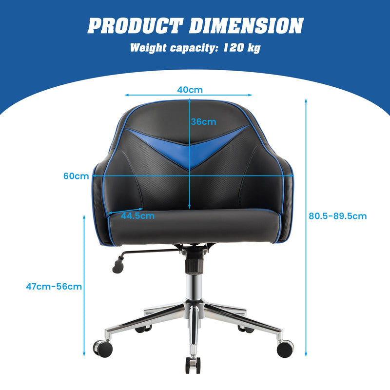 Blue Upholstered Gaming Chair with Adjustable Feature - Comfortable Gaming and Accent Chair with Height Adjustability - Perfect for Gamers in Need of Flexible Seating Options