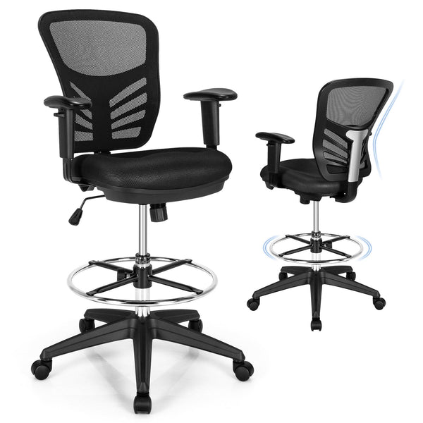 Mesh Drafting Chair with Adjustable Footrest-