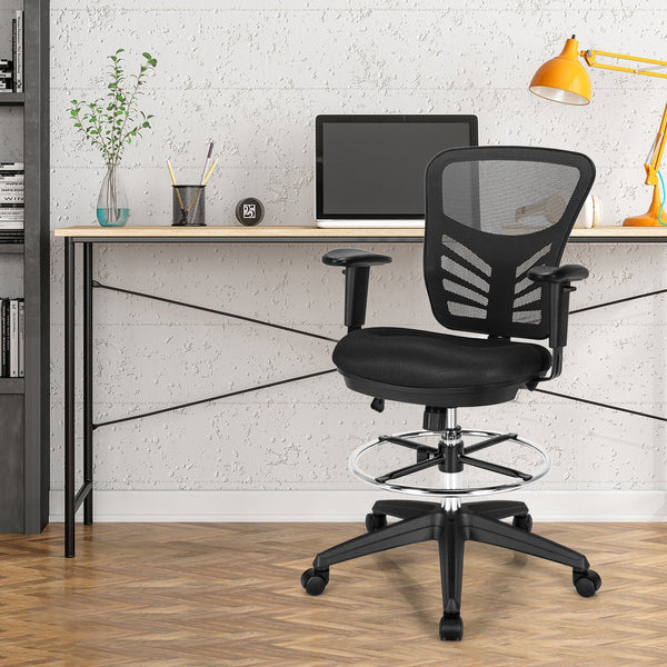 Mesh Drafting Chair with Adjustable Footrest-
