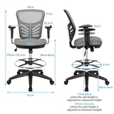 Mesh Drafting Chair with Adjustable Footrest-