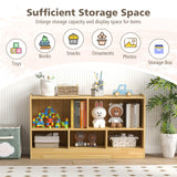 2-Tier Wooden Bookcase - Kids' Storage with 5 Compartments, Ideal for Playroom or Study Area - Solves Space Organization Problems
