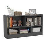 2-Tier Wooden Bookcase - Kids' Storage with 5 Compartments, Ideal for Playroom or Study Area - Solves Space Organization Problems