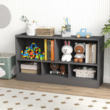 2-Tier Wooden Bookcase - Kids' Storage with 5 Compartments, Ideal for Playroom or Study Area - Solves Space Organization Problems