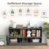 2-Tier Wooden Bookcase - Kids' Storage with 5 Compartments, Ideal for Playroom or Study Area - Solves Space Organization Problems