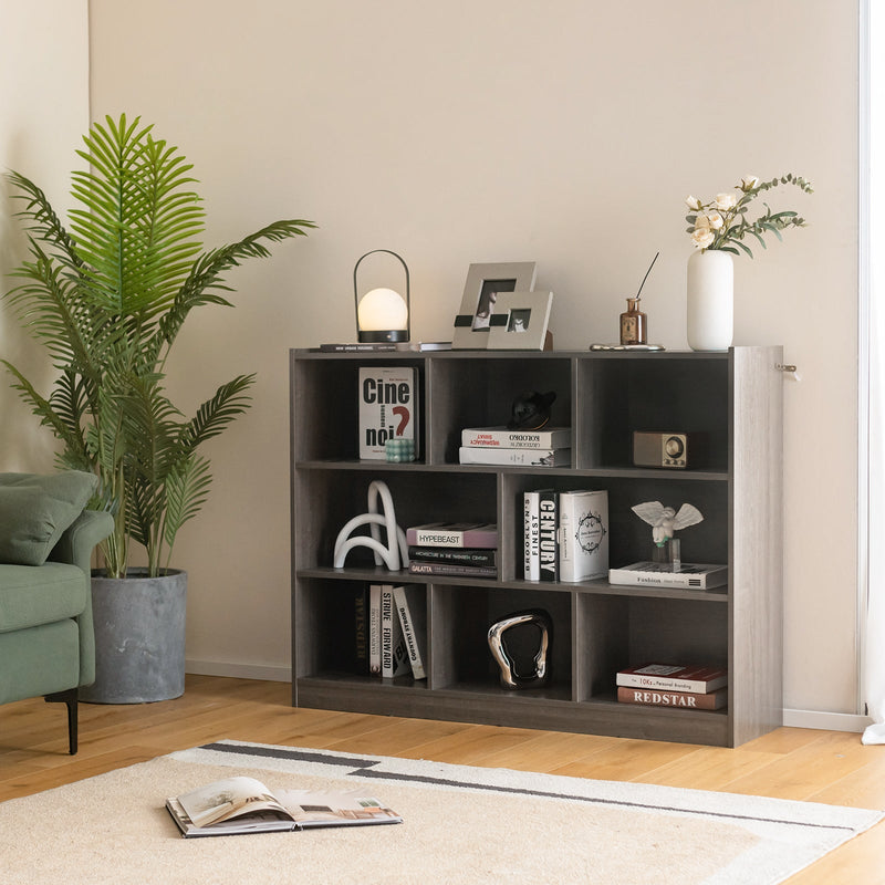 3-Tier Bookcase Display Cabinet - 8-Cube Floor Standing Storage Shelves in White - Ideal for Space Organization and Display of Books and Decor