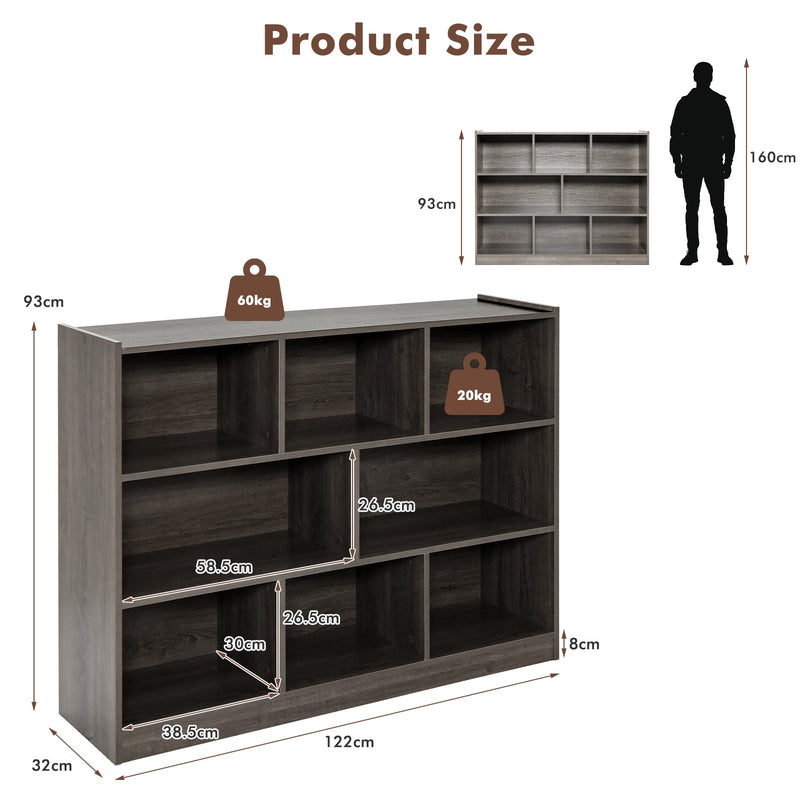 3-Tier Bookcase Display Cabinet - 8-Cube Floor Standing Storage Shelves in White - Ideal for Space Organization and Display of Books and Decor