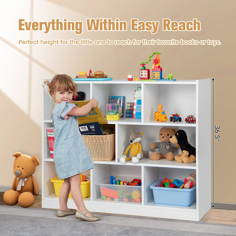 3-Tier Bookcase Display Cabinet - 8-Cube Floor Standing Storage Shelves in White - Ideal for Space Organization and Display of Books and Decor