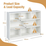 3-Tier Bookcase Display Cabinet - 8-Cube Floor Standing Storage Shelves in White - Ideal for Space Organization and Display of Books and Decor