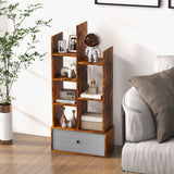 7-Tier Wooden Bookshelf - Foldable Drawer for Easy Storage, Ideal for Study or Living Room - Perfect Home Organisation Solution in White Finish