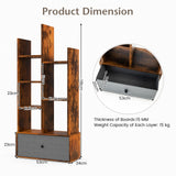 7-Tier Wooden Bookshelf - Foldable Drawer for Easy Storage, Ideal for Study or Living Room - Perfect Home Organisation Solution in White Finish