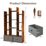 Wooden 12-Tier Bookshelf - Foldable Drawer, Perfect for Study or Living Room, White - Ideal for Organizing Books and Decorative Items