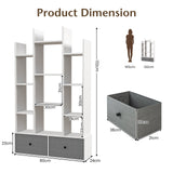 Wooden 12-Tier Bookshelf - Foldable Drawer, Perfect for Study or Living Room, White - Ideal for Organizing Books and Decorative Items