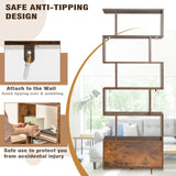 Industrial S-Shaped - 5-tier Bookcase with Cabinet in Black - Ideal Storage Solution for Office or Home Use
