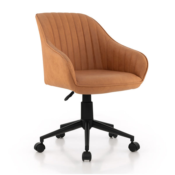 Home and Office Essentials - Rolling Chair with Backrest & Adjustable Height in Brown - Ideal for Comfortable Working Conditions