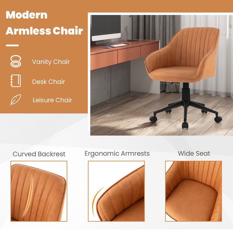 Home and Office Essentials - Rolling Chair with Backrest & Adjustable Height in Brown - Ideal for Comfortable Working Conditions