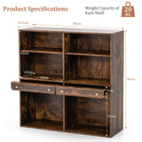 Cube Bookcase 90cm - With Adjustable and Pull-Out Shelves in Natural Finish - Ideal for Bibliophiles and Space Savvy Individuals