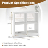 Wooden 4-Cube Storage Cabinet - Sturdy Design with Anti-Toppling Device, Crisp White Finish - Ideal Home Organization Solution
