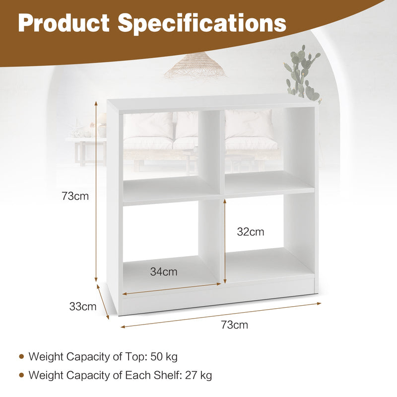 Wooden 4-Cube Storage Cabinet - Sturdy Design with Anti-Toppling Device, Crisp White Finish - Ideal Home Organization Solution