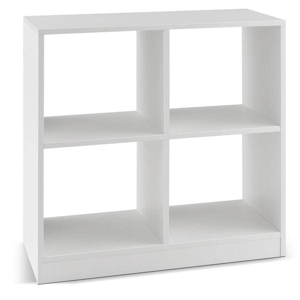 Wooden 4-Cube Storage Cabinet - Sturdy Design with Anti-Toppling Device, Crisp White Finish - Ideal Home Organization Solution