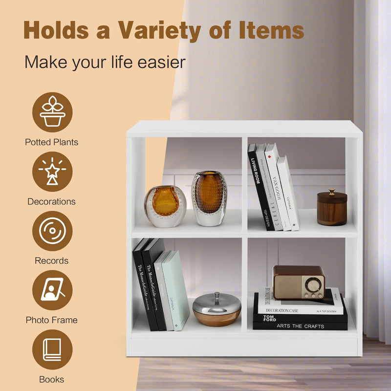 Wooden 4-Cube Storage Cabinet - Sturdy Design with Anti-Toppling Device, Crisp White Finish - Ideal Home Organization Solution