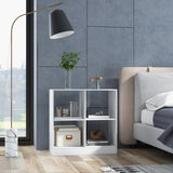 Wooden 4-Cube Storage Cabinet - Sturdy Design with Anti-Toppling Device, Crisp White Finish - Ideal Home Organization Solution