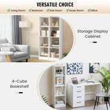 5-Tier Freestanding Bookshelf with 4 Open Cubes for Home Office-White
