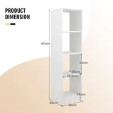 5-Tier Freestanding Bookshelf with 4 Open Cubes for Home Office-White