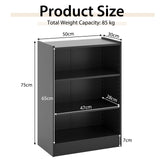 Floor Standing 3-Tier Bookshelf - Open Design with Anti-toppling Device, Black Finish - Ideal for Organized Storage and Display of Books and Decorative Items