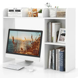 4-Shelf Wooden Desk Bookshelf - Open Back Compartment, Natural Finish - Ideal for Home Office or Study Room Space Saving and Organization