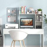 4-Shelf Wooden Desk Bookshelf - Open Back Compartment, Natural Finish - Ideal for Home Office or Study Room Space Saving and Organization