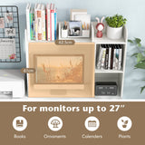 4-Shelf Wooden Desk Bookshelf - Open Back Compartment, Natural Finish - Ideal for Home Office or Study Room Space Saving and Organization