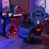 Gaming Chair with Electric Massage Feature - With Cup Holder and Side Pouch in Sleek Black - Perfect for Gaming Enthusiasts and Office Workers Desiring Extra Comfort