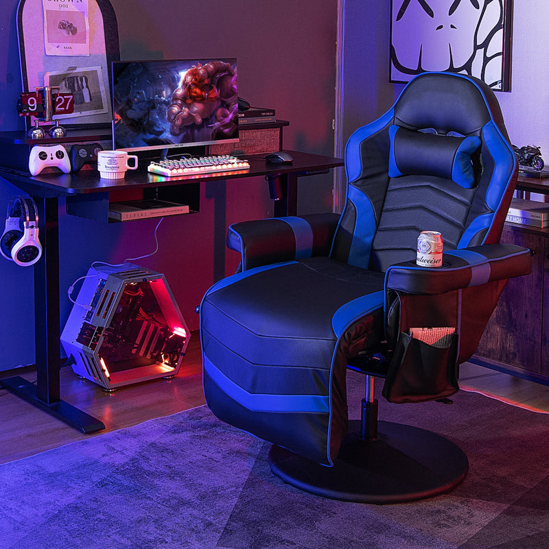 Gaming Chair with Electric Massage Feature - With Cup Holder and Side Pouch in Sleek Black - Perfect for Gaming Enthusiasts and Office Workers Desiring Extra Comfort