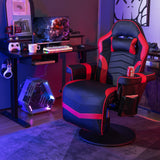 Gaming Chair with Electric Massage Feature - With Cup Holder and Side Pouch in Sleek Black - Perfect for Gaming Enthusiasts and Office Workers Desiring Extra Comfort