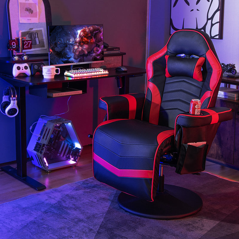Gaming Chair with Electric Massage Feature - With Cup Holder and Side Pouch in Sleek Black - Perfect for Gaming Enthusiasts and Office Workers Desiring Extra Comfort