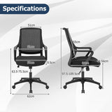 Black Office Chair with Wheels - Ergonomic Design for Comfortable Seating - Ideal for Office Workers and Long Hours of Work