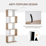5-Tier S-Shaped Bookcase - Modern Storage Display Shelving Unit, Room Divider - Ideal for Home and Office Organization