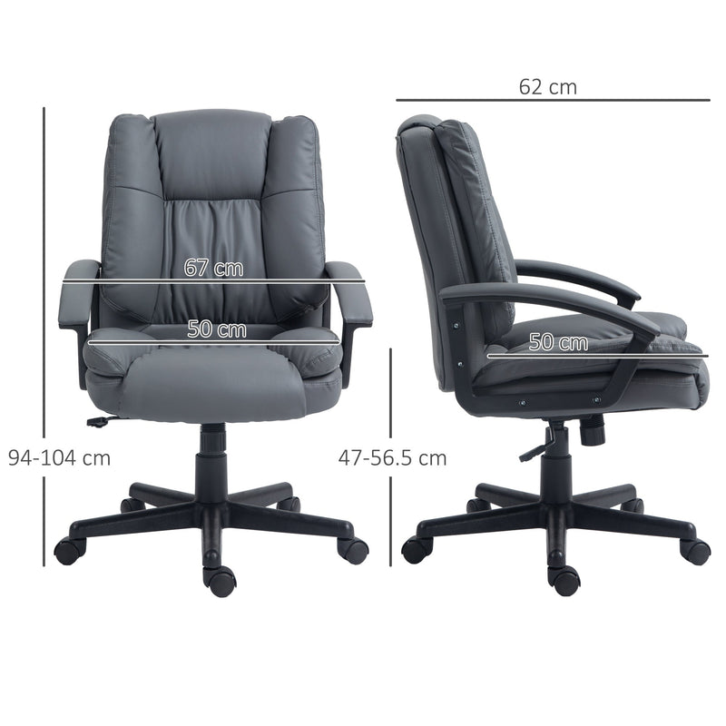 Faux Leather Mid-Back Office Chair - Adjustable Height, Executive Computer Desk Seat with Swivel & Rolling Wheels - Comfortable Seating Solution for Professionals and Home Offices