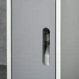 Freestanding Tall Grey Bathroom Storage Cabinet - Modern Design with Open Shelves & 3 Cupboards - Ideal for Bathroom Organization, Bedroom & Hallway Spaces