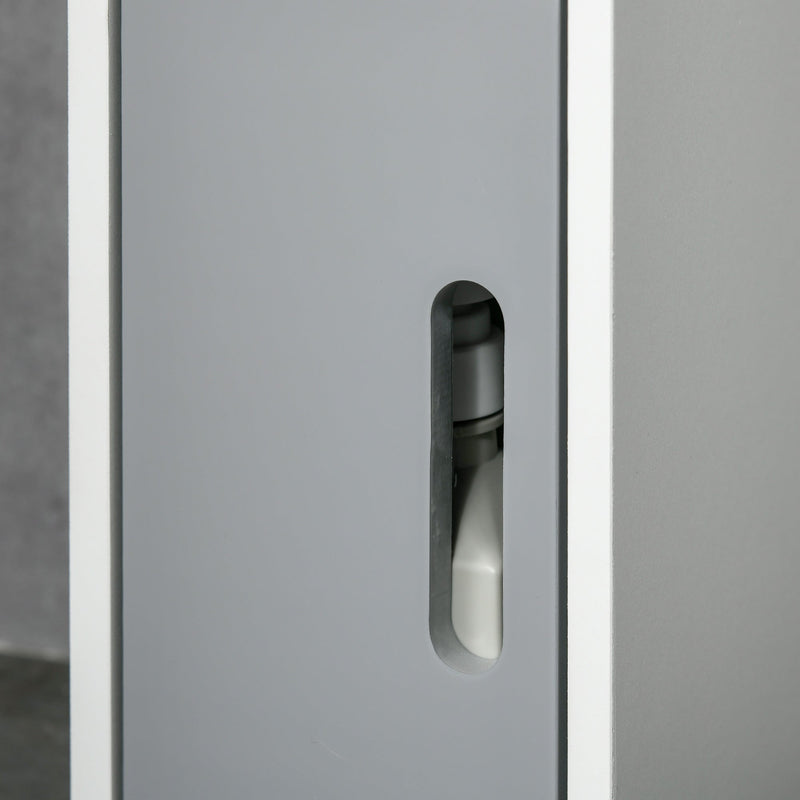Freestanding Tall Grey Bathroom Storage Cabinet - Modern Design with Open Shelves & 3 Cupboards - Ideal for Bathroom Organization, Bedroom & Hallway Spaces
