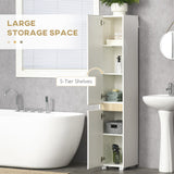 Adjustable 5-Tier Tallboy Bathroom Storage - Modern Freestanding Cabinet with Adjustable Shelves - Space-Saving Organizer for Toiletries and Towels