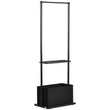Bamboo Clothes Rail with Coat Stand - Garment Rack with Open Shelves & Storage Box, Dark Walnut - Ideal for Bedroom & Hallway Organization