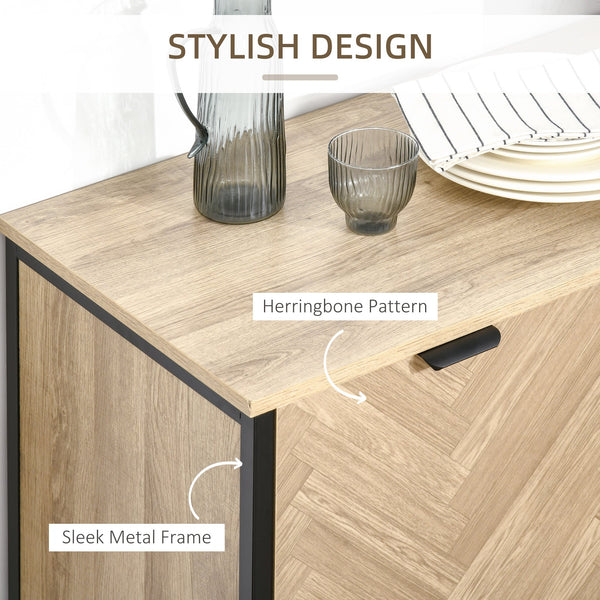 Oak Tone Sideboard Storage Cabinet with Adjustable Shelves - TV Console and Cupboard for Dining Room, Kitchen, Living Room - Stylish Organizational Furniture for Home Decor